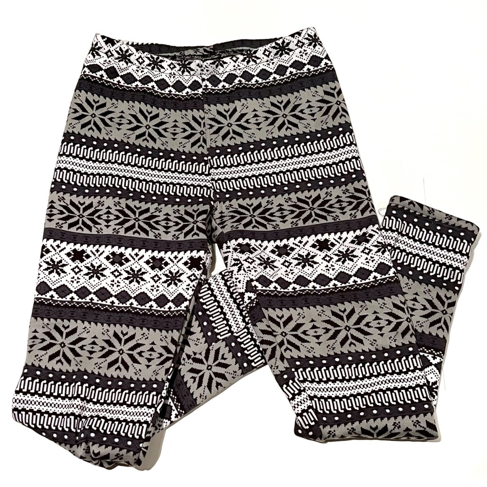 Thermal Fluffy Lined Leggings Warm Black and White Winter Christmas Cozy Soft